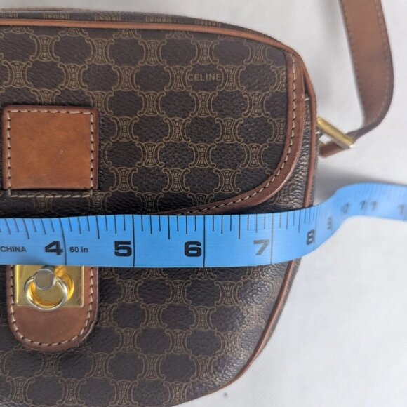 CELINE Paris Dream Logo Pochette Macadam Leather Brown Small Shoulder Bag - Picture 13 of 16